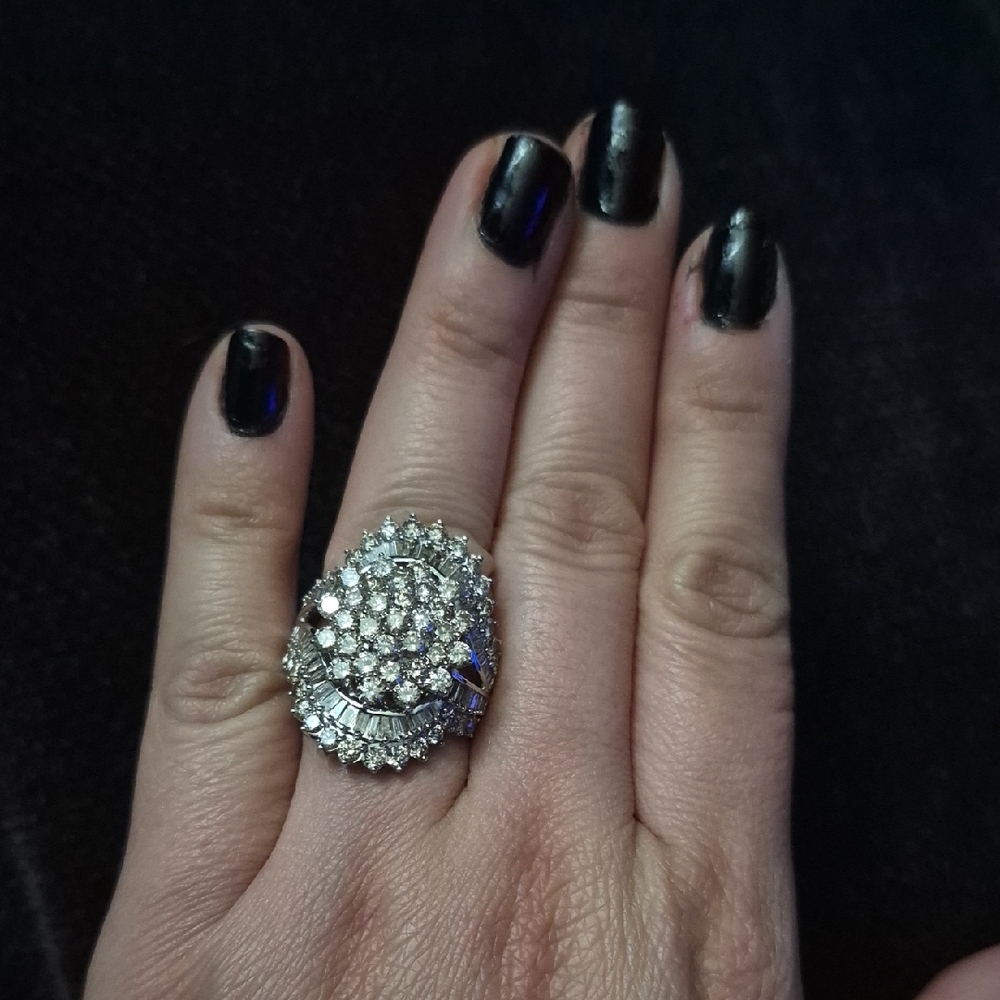 4 CT. T.W. Multi-Diamond Starburst Bypass Ring in 10K White Gold